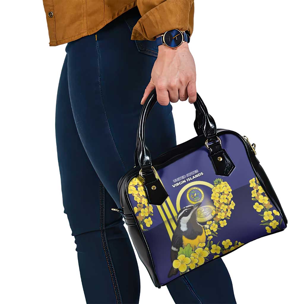 United States Virgin Islands Shoulder Handbag Bananaquit Bird With Yellow Sage Flowers DT05