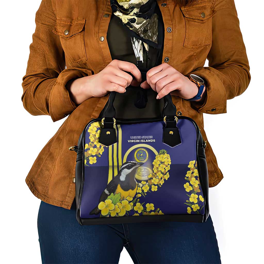 United States Virgin Islands Shoulder Handbag Bananaquit Bird With Yellow Sage Flowers DT05