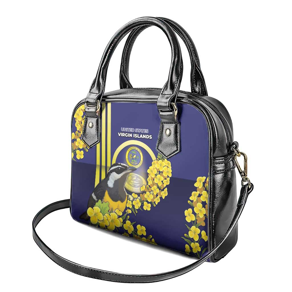 United States Virgin Islands Shoulder Handbag Bananaquit Bird With Yellow Sage Flowers DT05