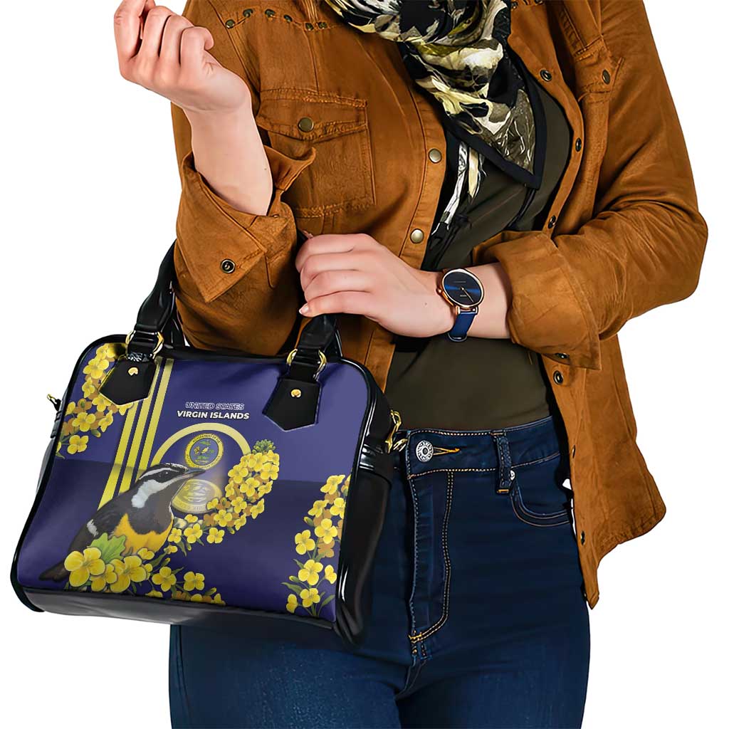 United States Virgin Islands Shoulder Handbag Bananaquit Bird With Yellow Sage Flowers DT05