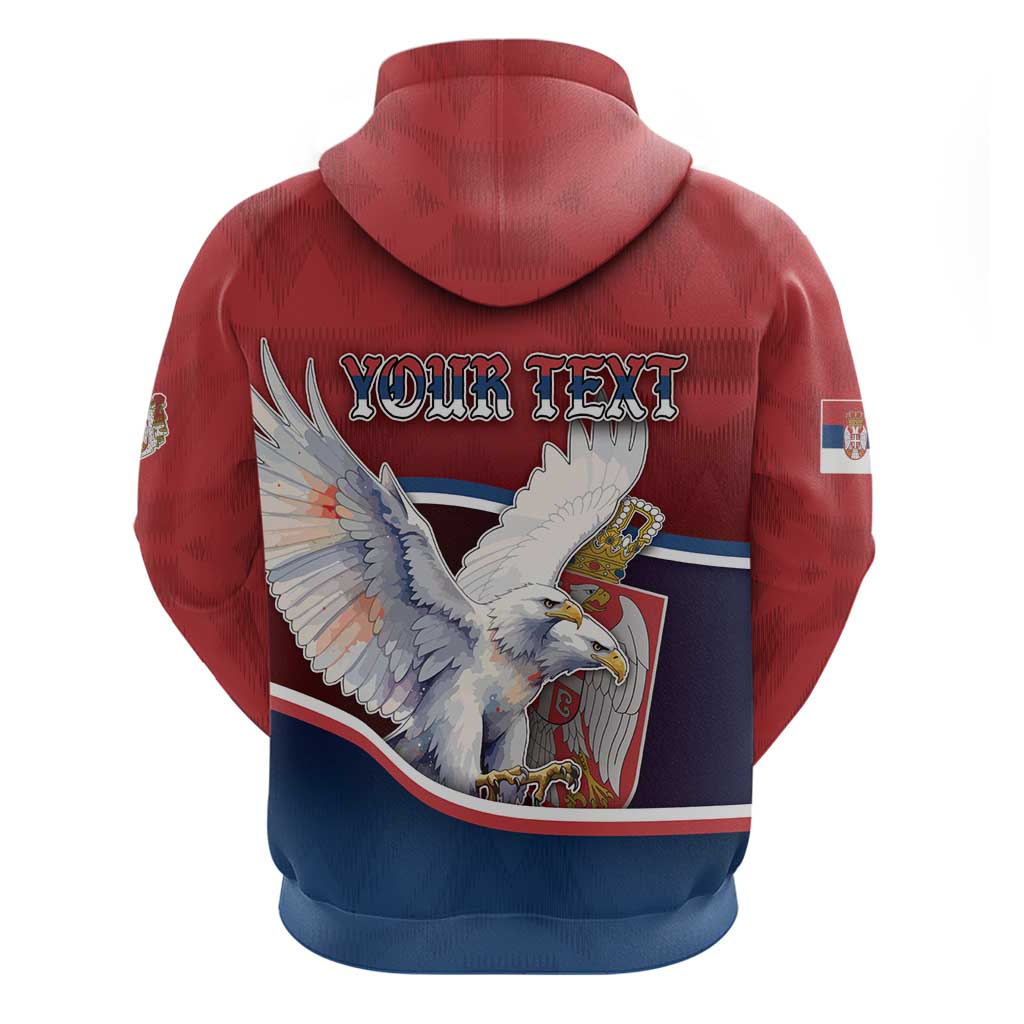 Personalized Serbia Hoodie White Double Headed Eagle With Coat Of Arms DT05