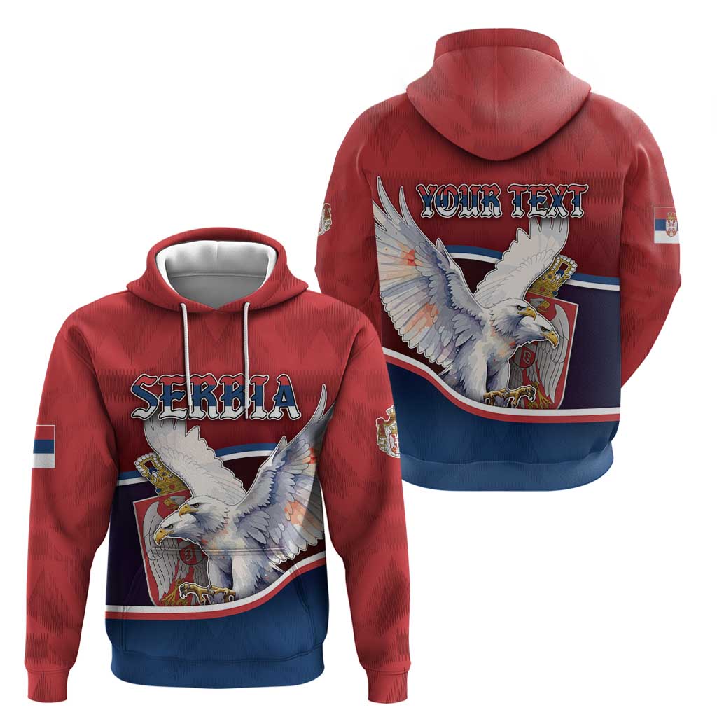 Personalized Serbia Hoodie White Double Headed Eagle With Coat Of Arms DT05