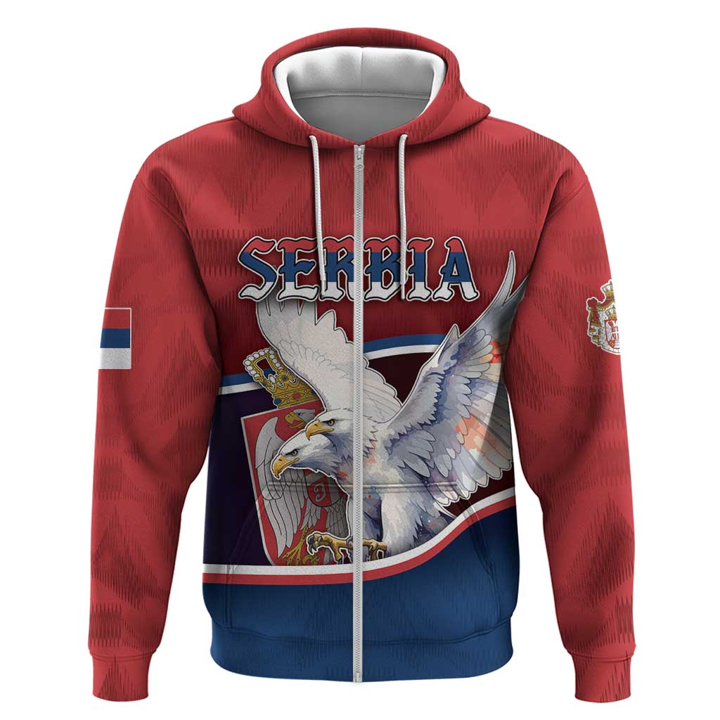 Personalized Serbia Hoodie White Double Headed Eagle With Coat Of Arms DT05