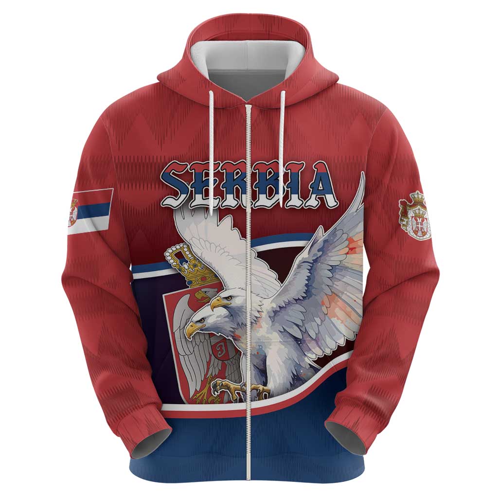 Personalized Serbia Hoodie White Double Headed Eagle With Coat Of Arms DT05