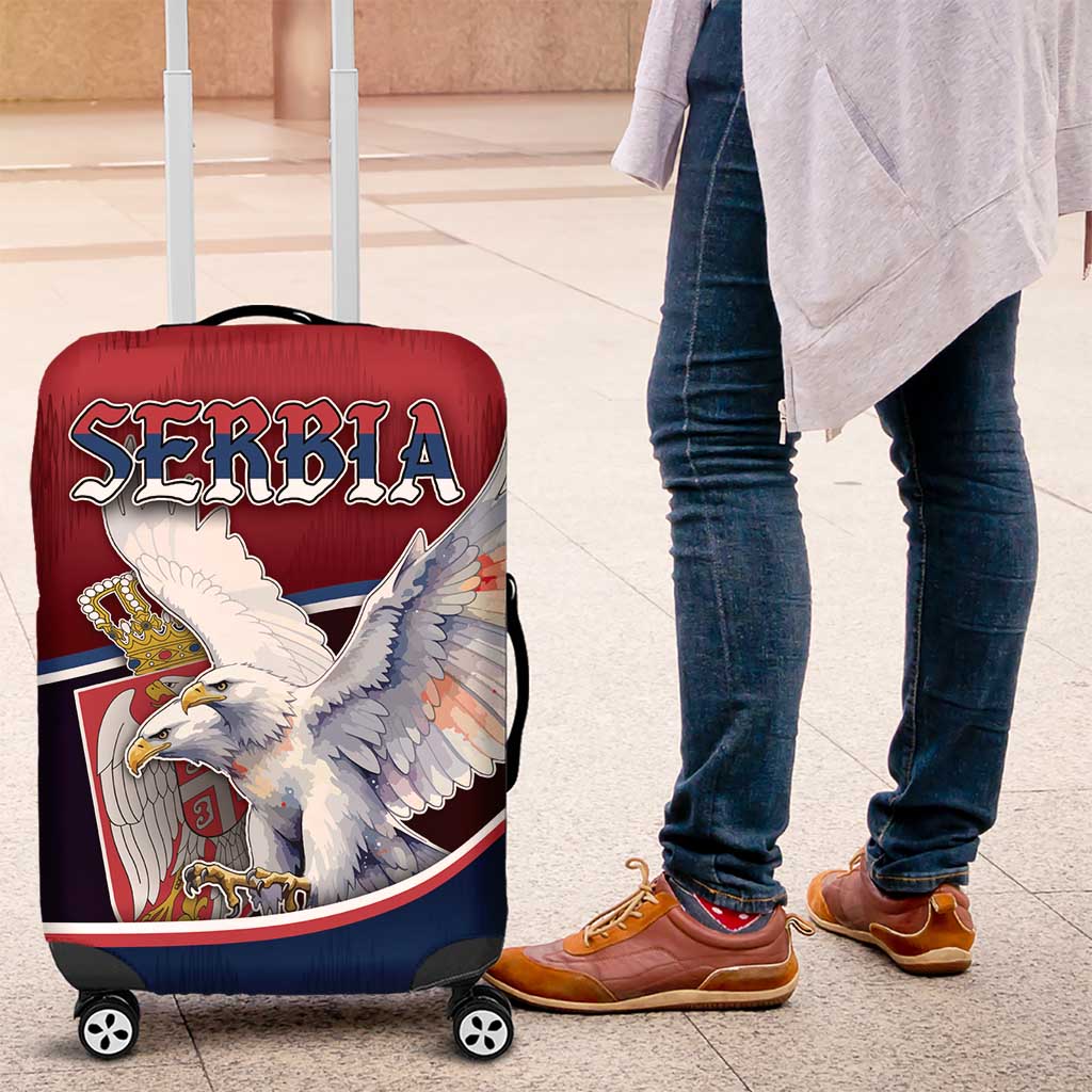 Serbia Luggage Cover White Double Headed Eagle With Coat Of Arms DT05