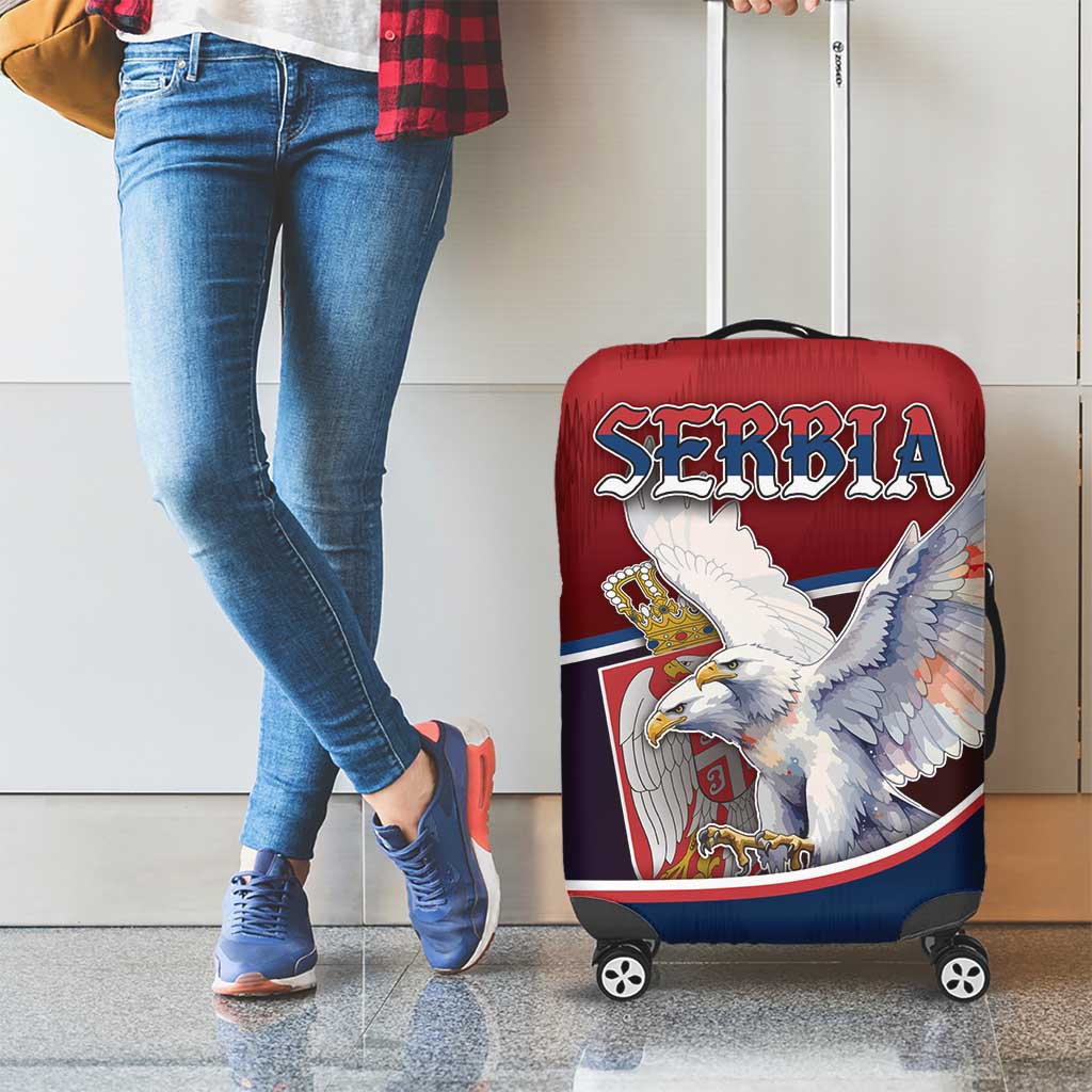 Serbia Luggage Cover White Double Headed Eagle With Coat Of Arms DT05