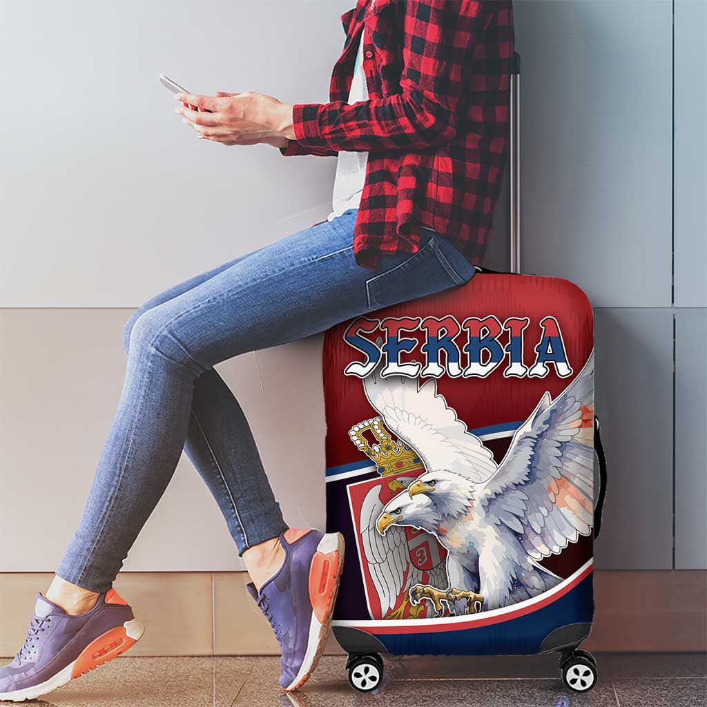Serbia Luggage Cover White Double Headed Eagle With Coat Of Arms DT05