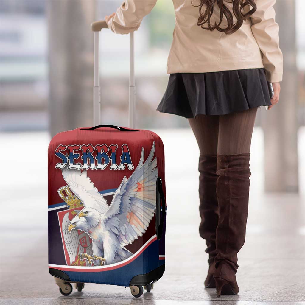 Serbia Luggage Cover White Double Headed Eagle With Coat Of Arms DT05