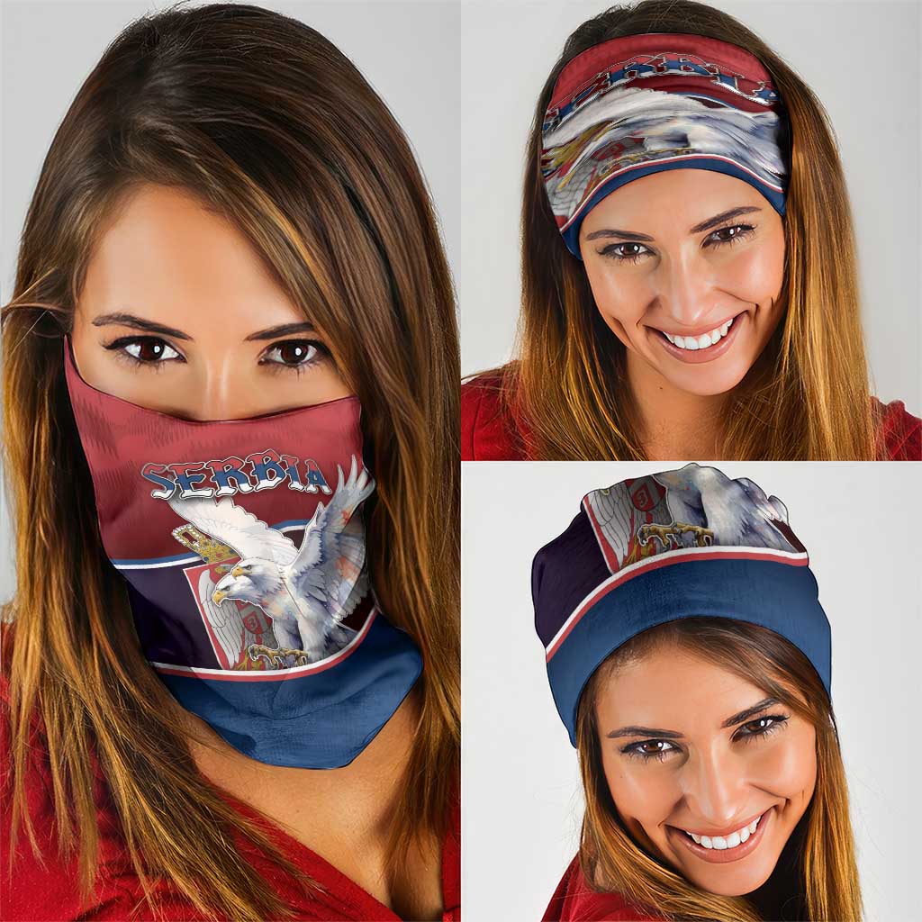 Serbia Neck Gaiter White Double Headed Eagle With Coat Of Arms DT05