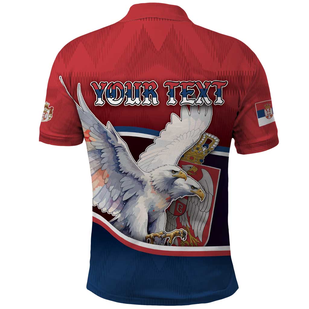 Personalized Serbia Polo Shirt White Double Headed Eagle With Coat Of Arms DT05