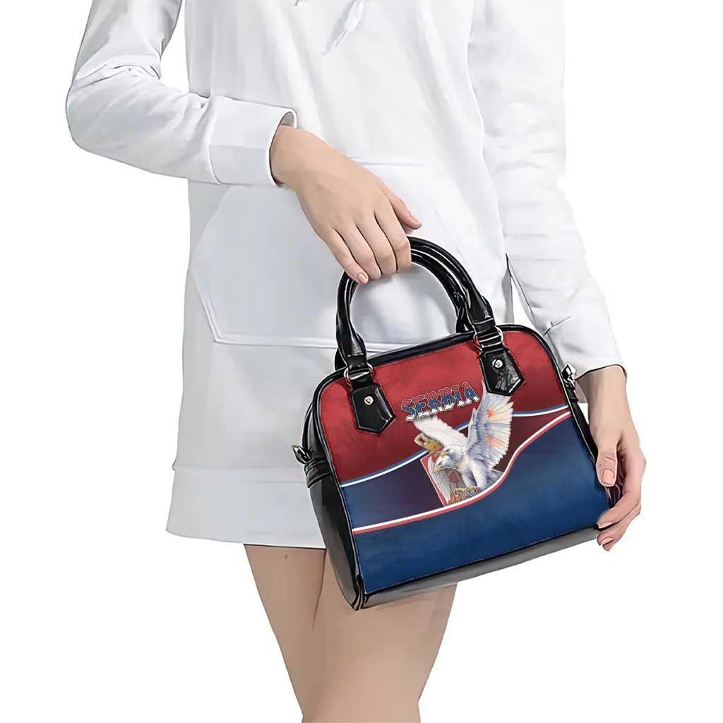 Serbia Shoulder Handbag White Double Headed Eagle With Coat Of Arms DT05