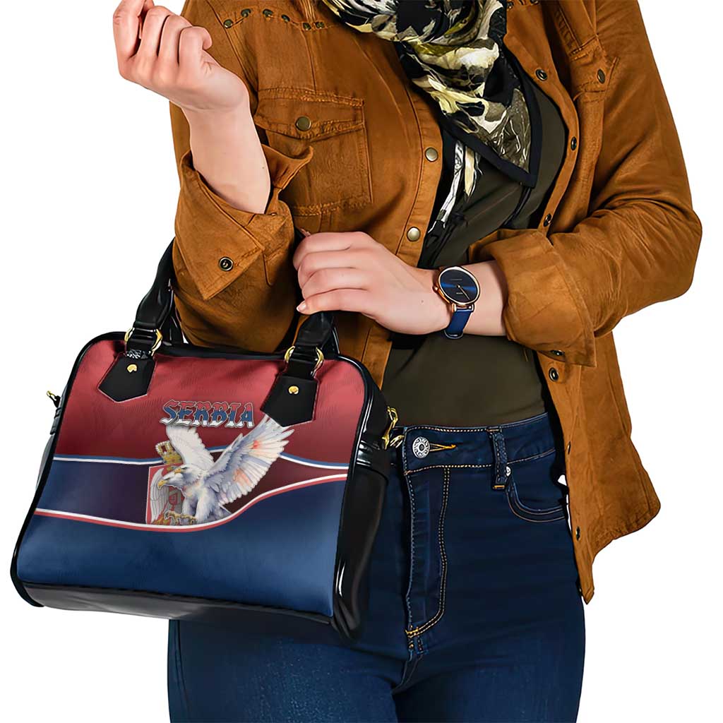 Serbia Shoulder Handbag White Double Headed Eagle With Coat Of Arms DT05