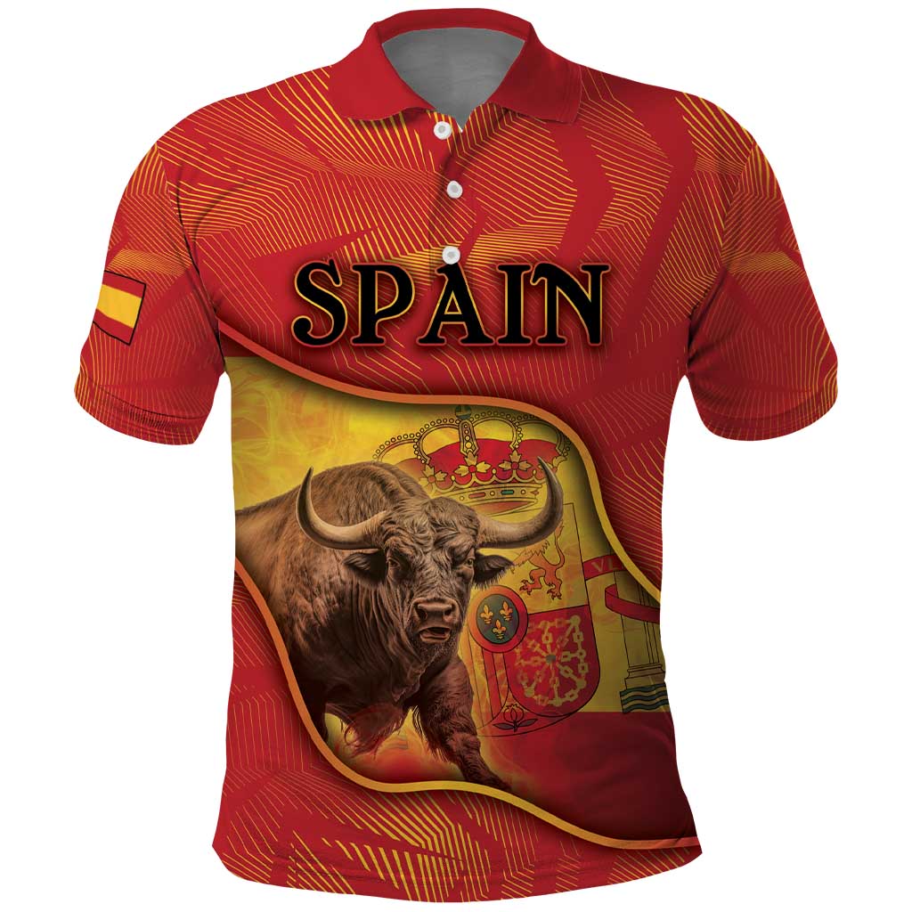 Personalized Spain Polo Shirt The Spanish Fighting Bull With Coat Of Arms DT05