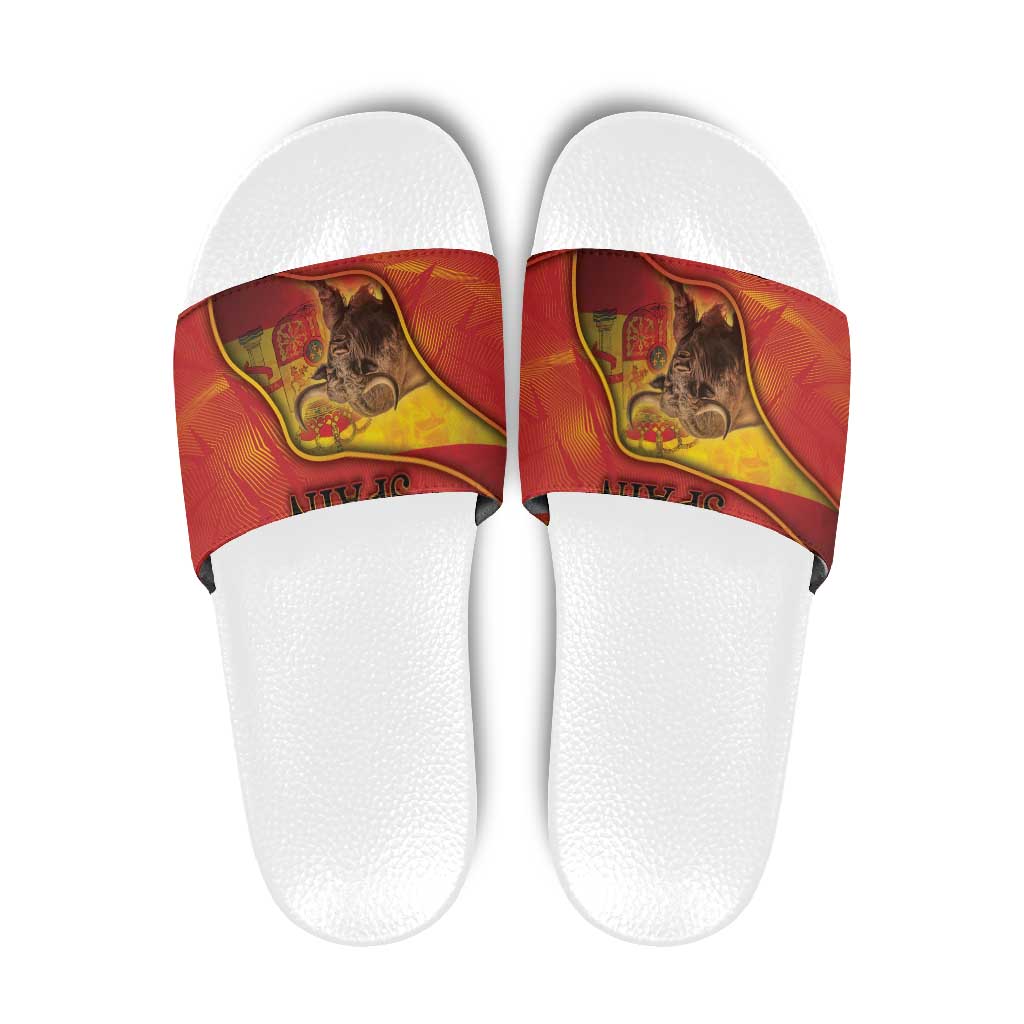 Spain Slide Sandals The Spanish Fighting Bull With Coat Of Arms DT05