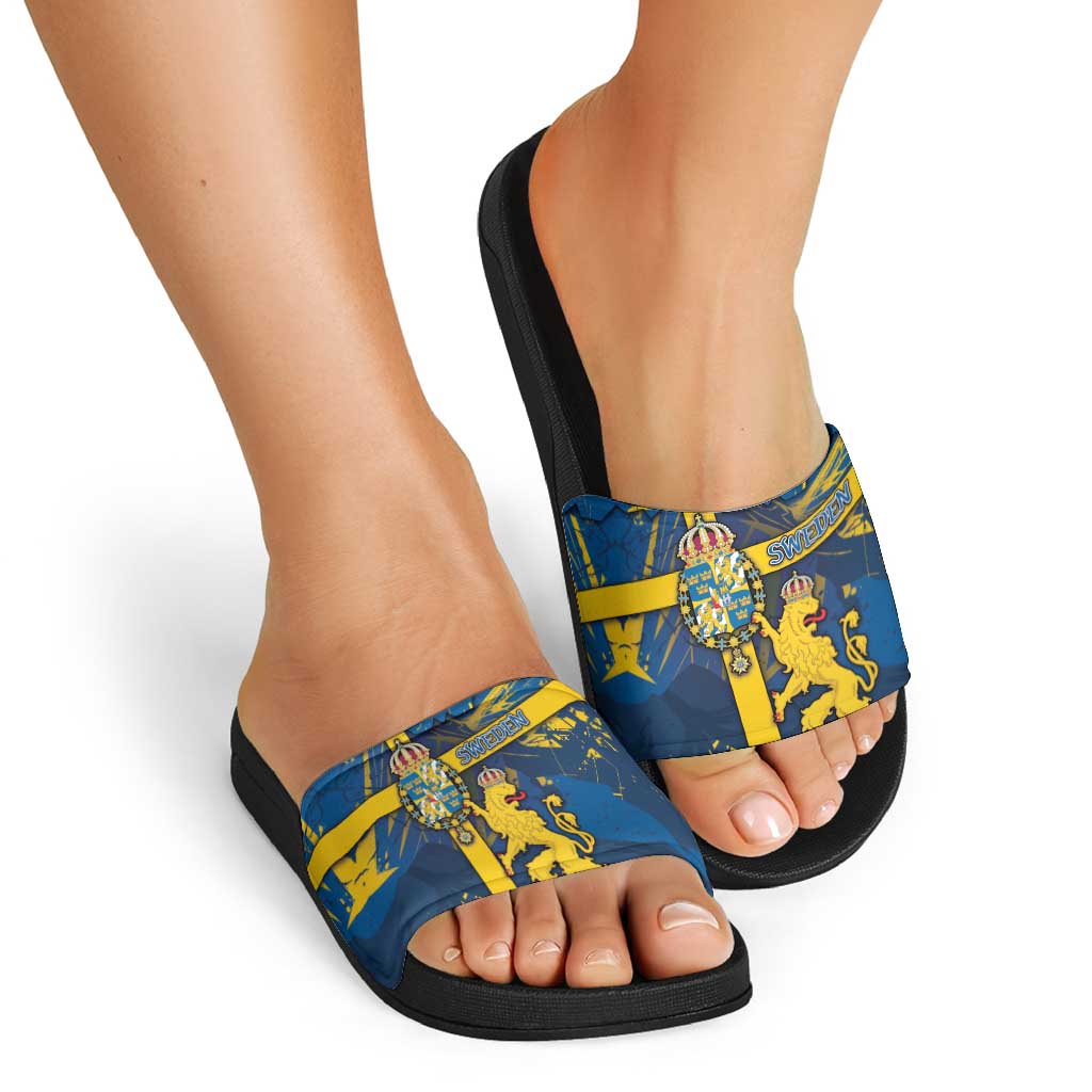 Sweden Slide Sandals Coat Of Arms Unique Style DT05