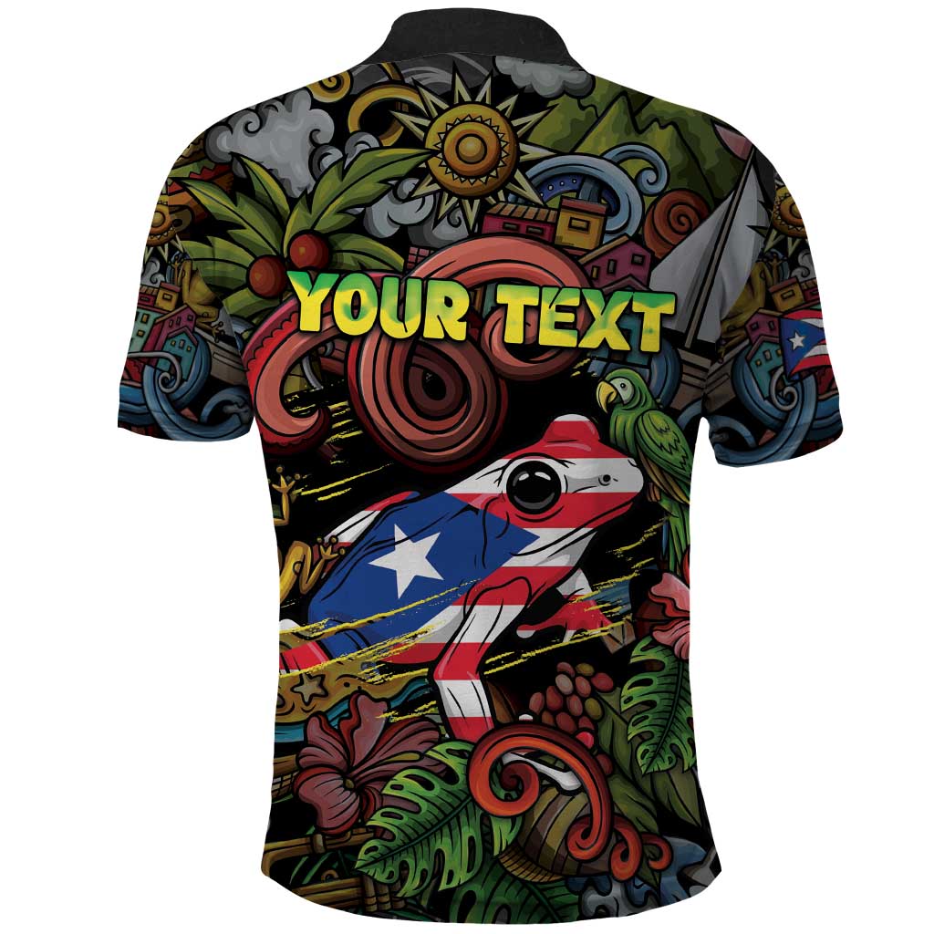 Personalized Puerto Rico Polo Shirt The Coqui Frog Tropical Doodle Style DT05