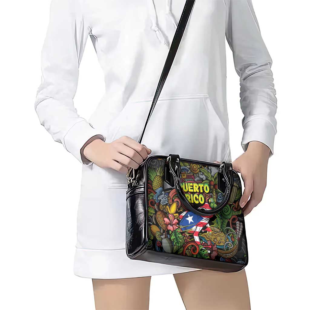 Puerto Rico Shoulder Handbag The Coqui Frog Tropical Doodle Style DT05