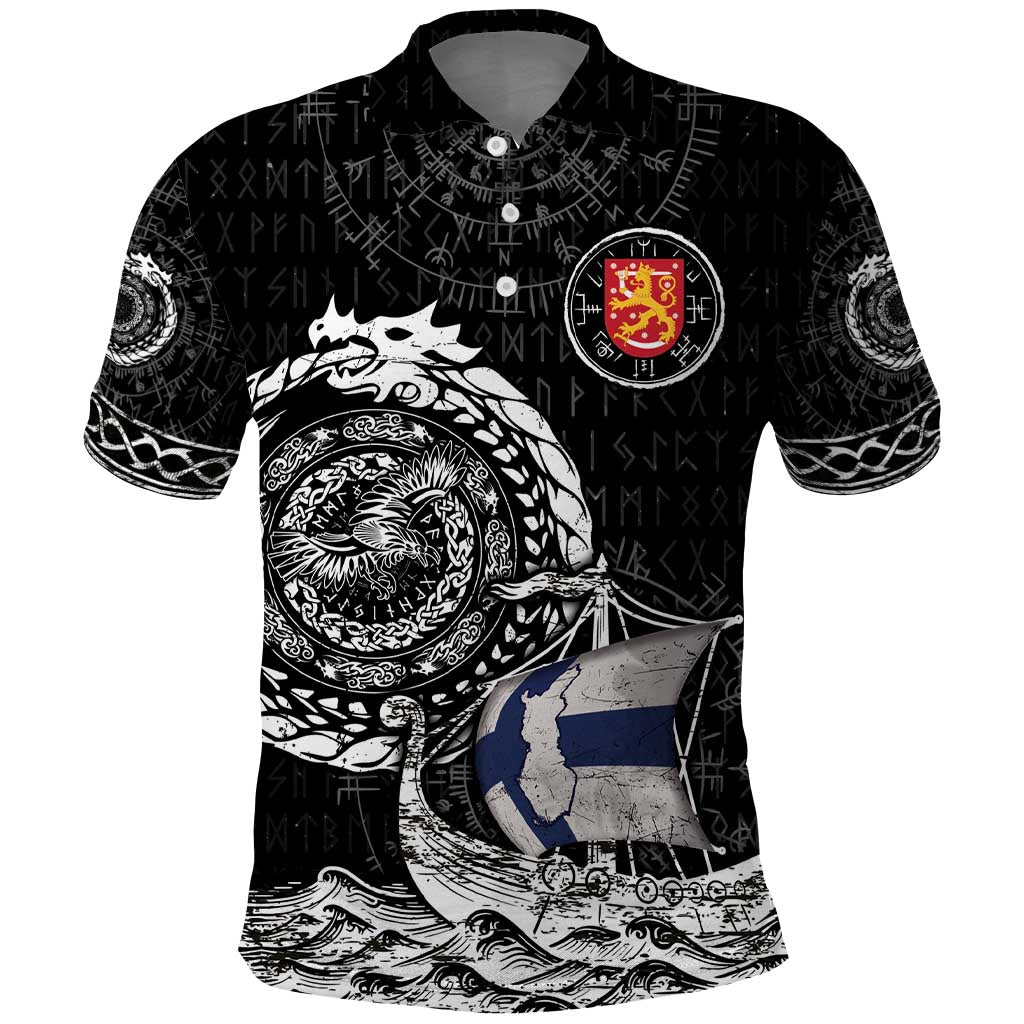 Personalized Viking Finland Polo Shirt Finnish Viking Ship DT05