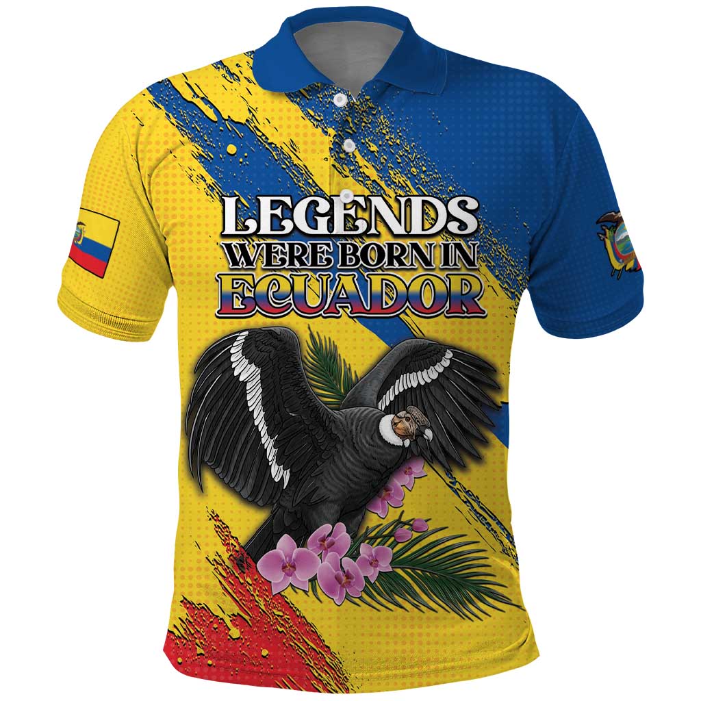 Personalized Ecuador Polo Shirt Andean Condor With Phalaenopsis Orchid DT05