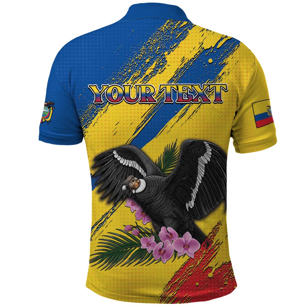 Personalized Ecuador Polo Shirt Andean Condor With Phalaenopsis Orchid DT05