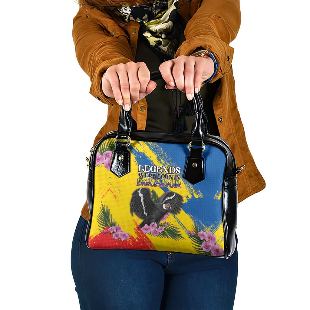 Ecuador Shoulder Handbag Andean Condor With Phalaenopsis Orchid DT05
