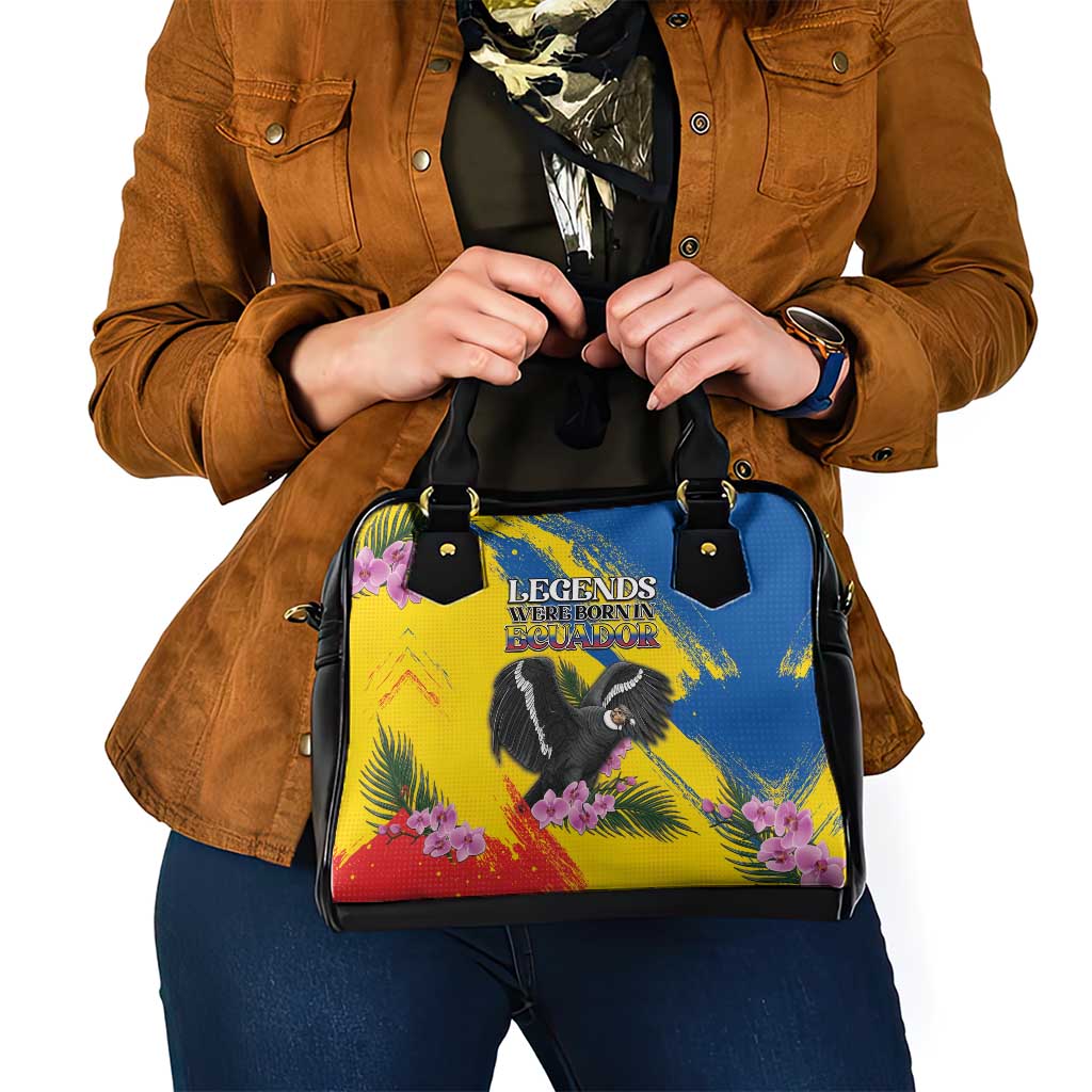 Ecuador Shoulder Handbag Andean Condor With Phalaenopsis Orchid DT05