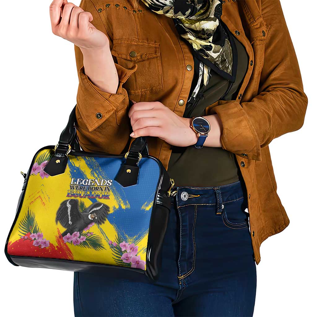 Ecuador Shoulder Handbag Andean Condor With Phalaenopsis Orchid DT05
