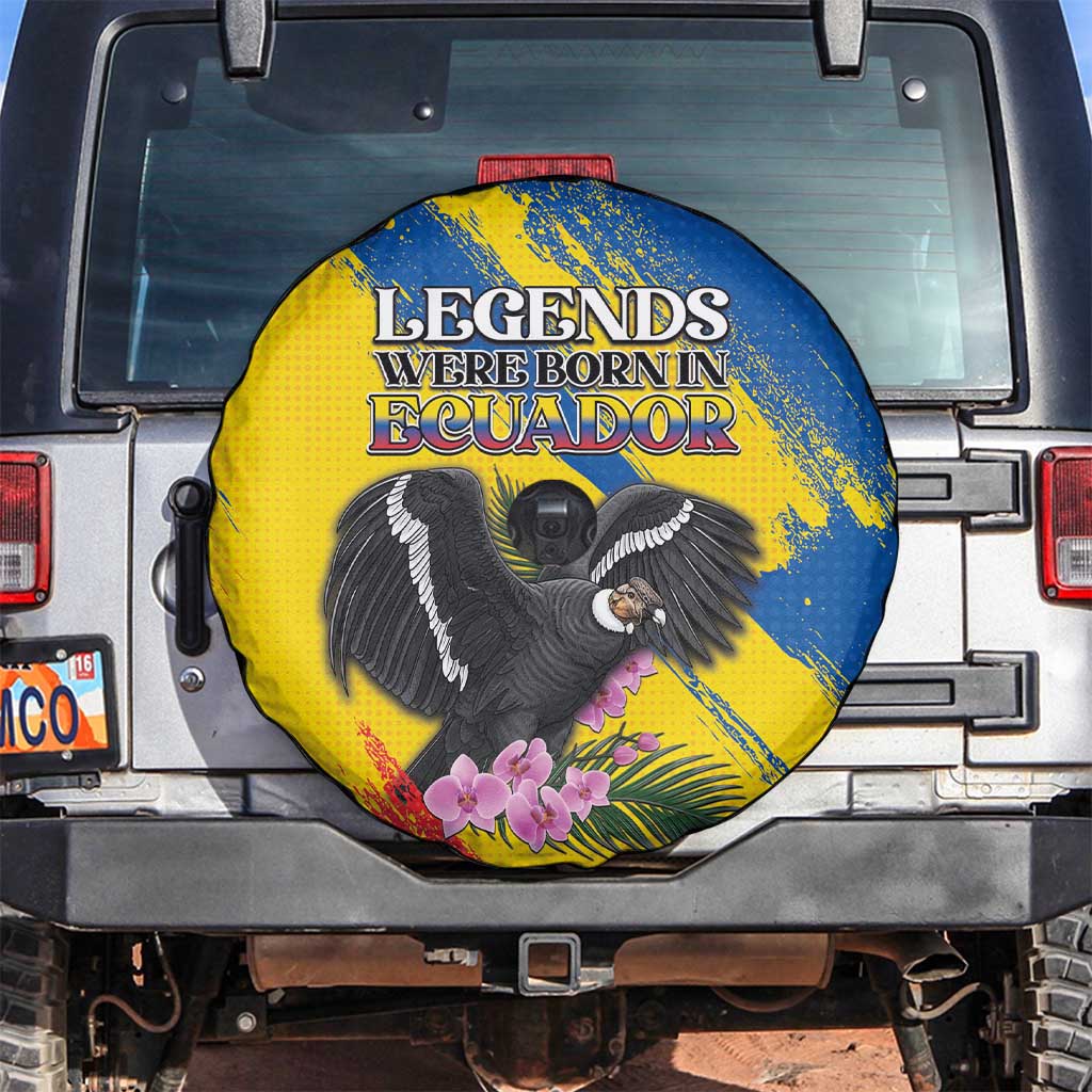 Ecuador Spare Tire Cover Andean Condor With Phalaenopsis Orchid DT05