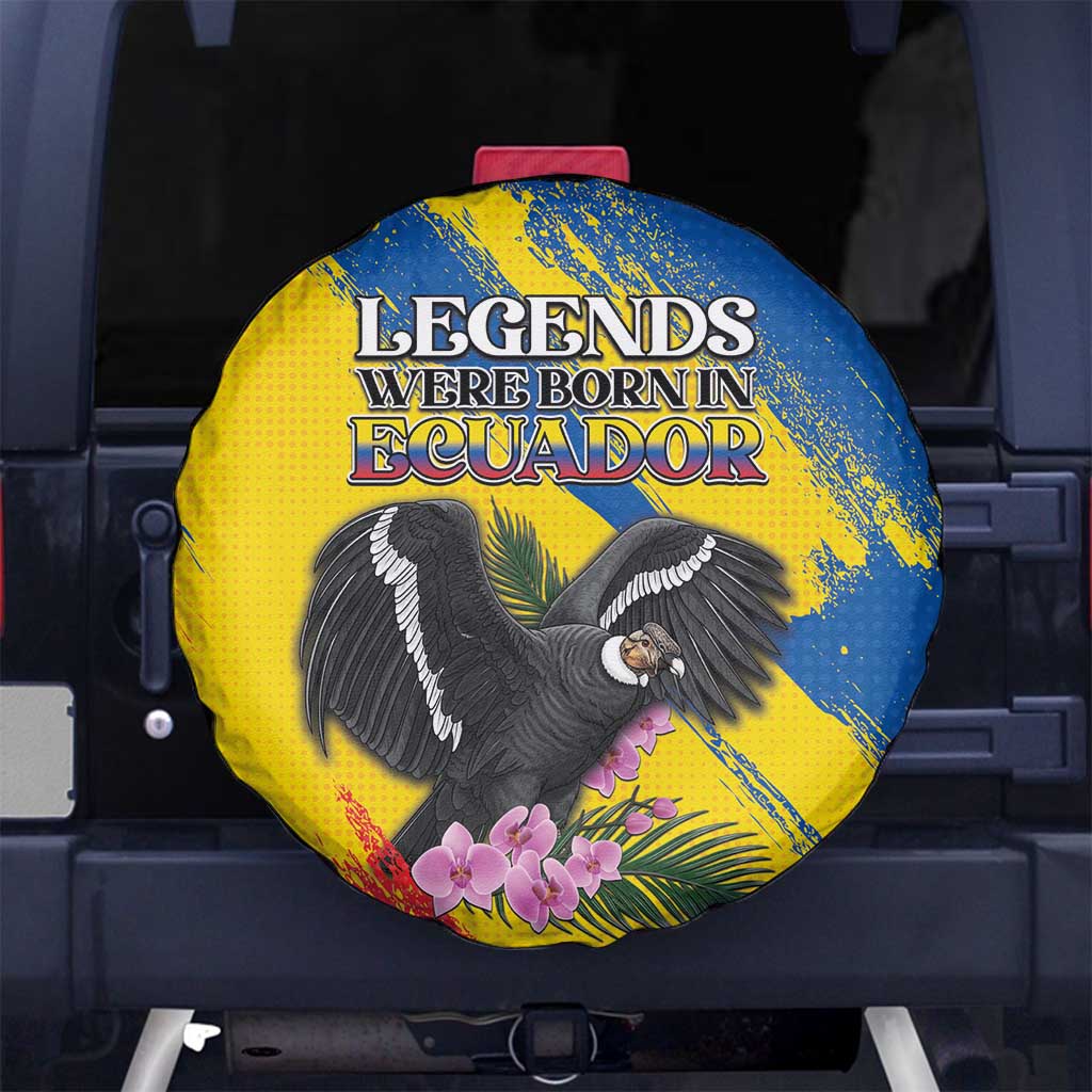 Ecuador Spare Tire Cover Andean Condor With Phalaenopsis Orchid DT05