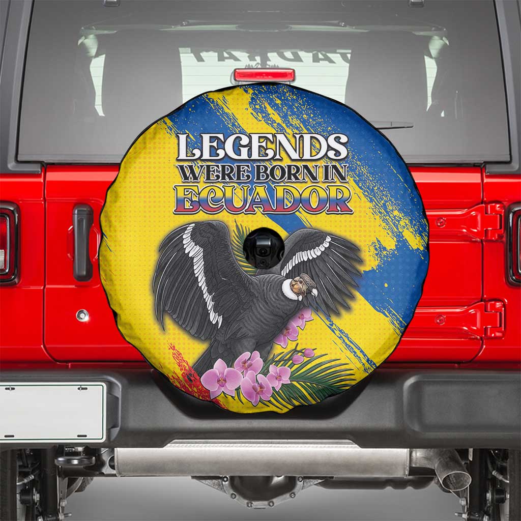 Ecuador Spare Tire Cover Andean Condor With Phalaenopsis Orchid DT05