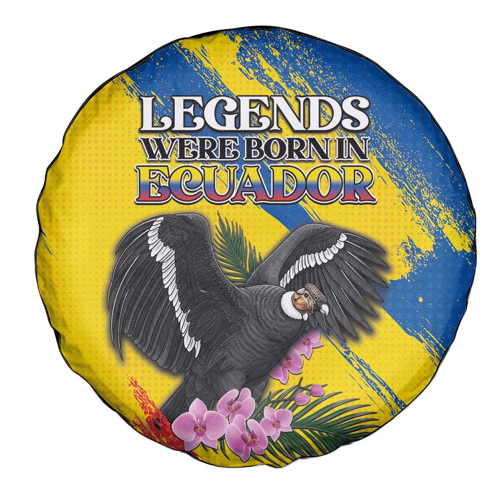 Ecuador Spare Tire Cover Andean Condor With Phalaenopsis Orchid DT05