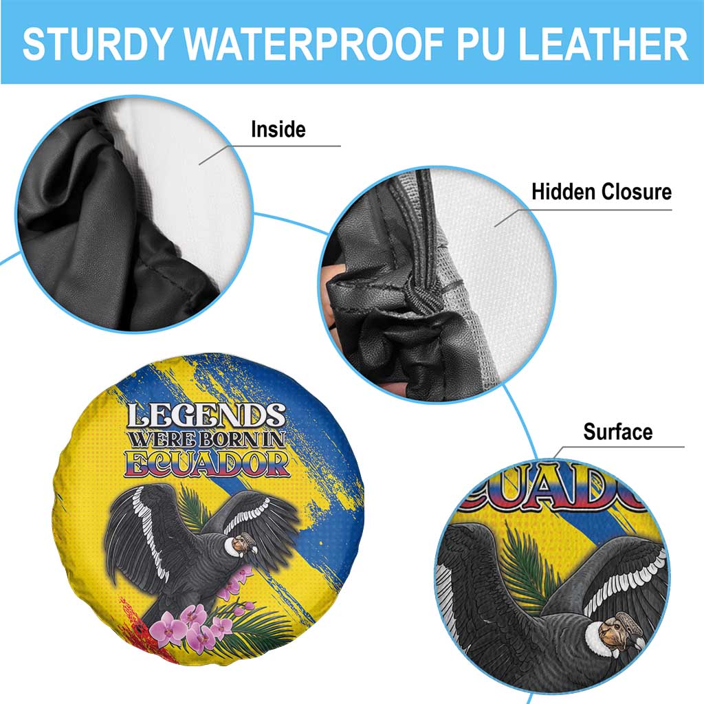 Ecuador Spare Tire Cover Andean Condor With Phalaenopsis Orchid DT05