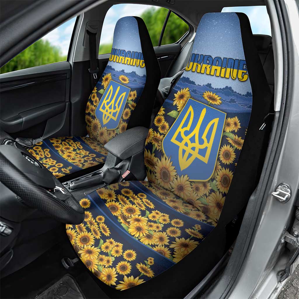Ukraine Car Seat Cover Coat Of Arms On Sunflower Field DT05