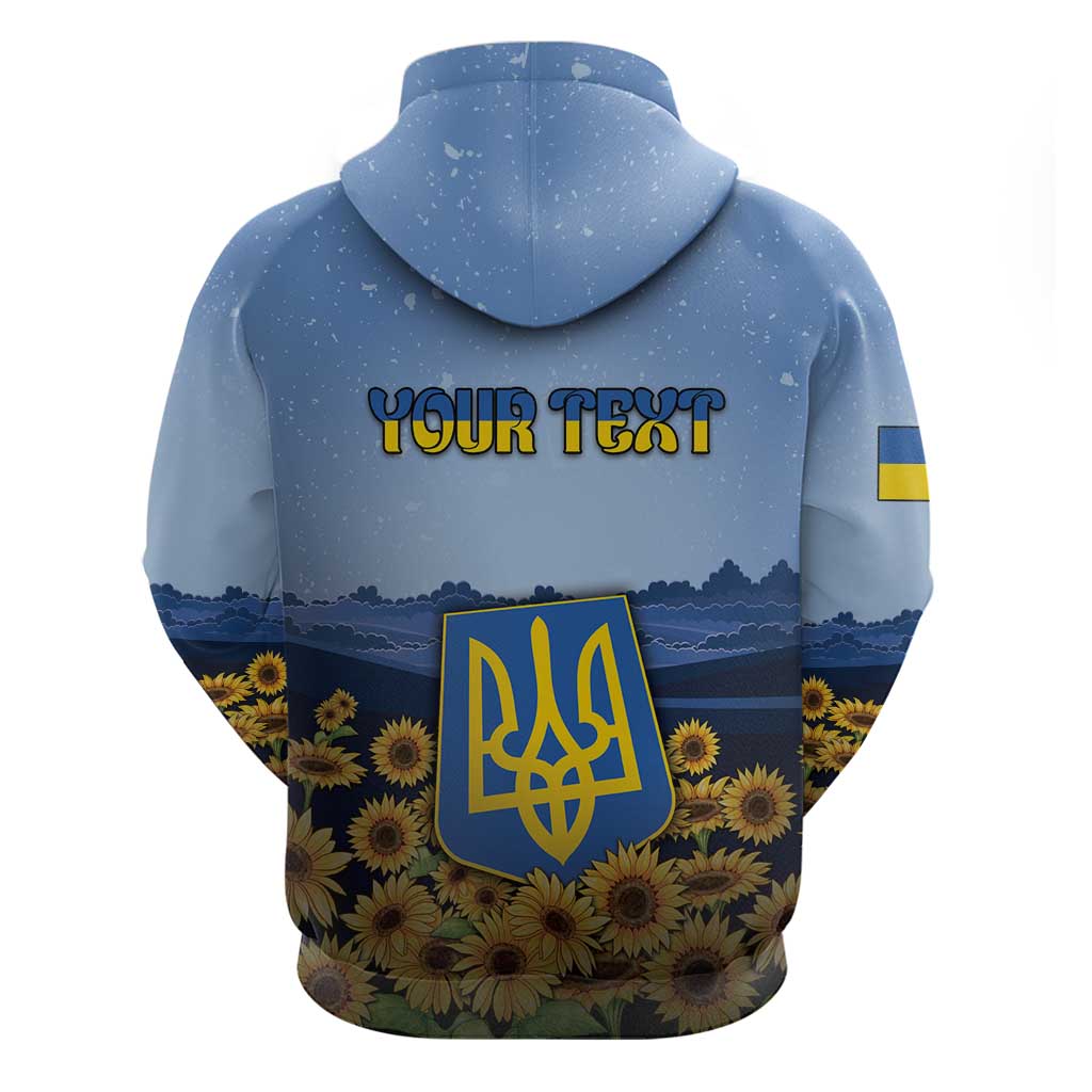 Personalized Ukraine Hoodie Coat Of Arms On Sunflower Field DT05