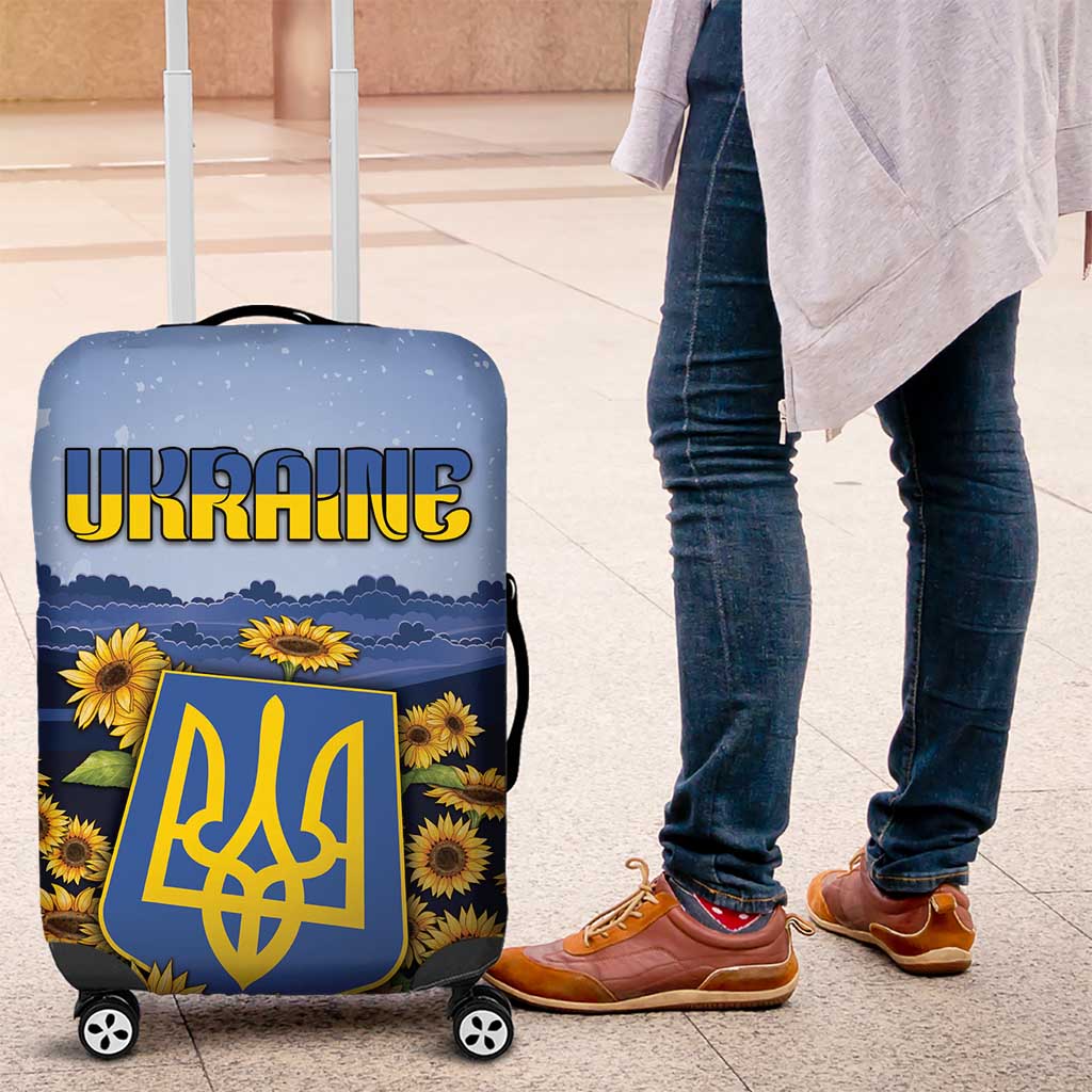 Ukraine Luggage Cover Coat Of Arms On Sunflower Field DT05