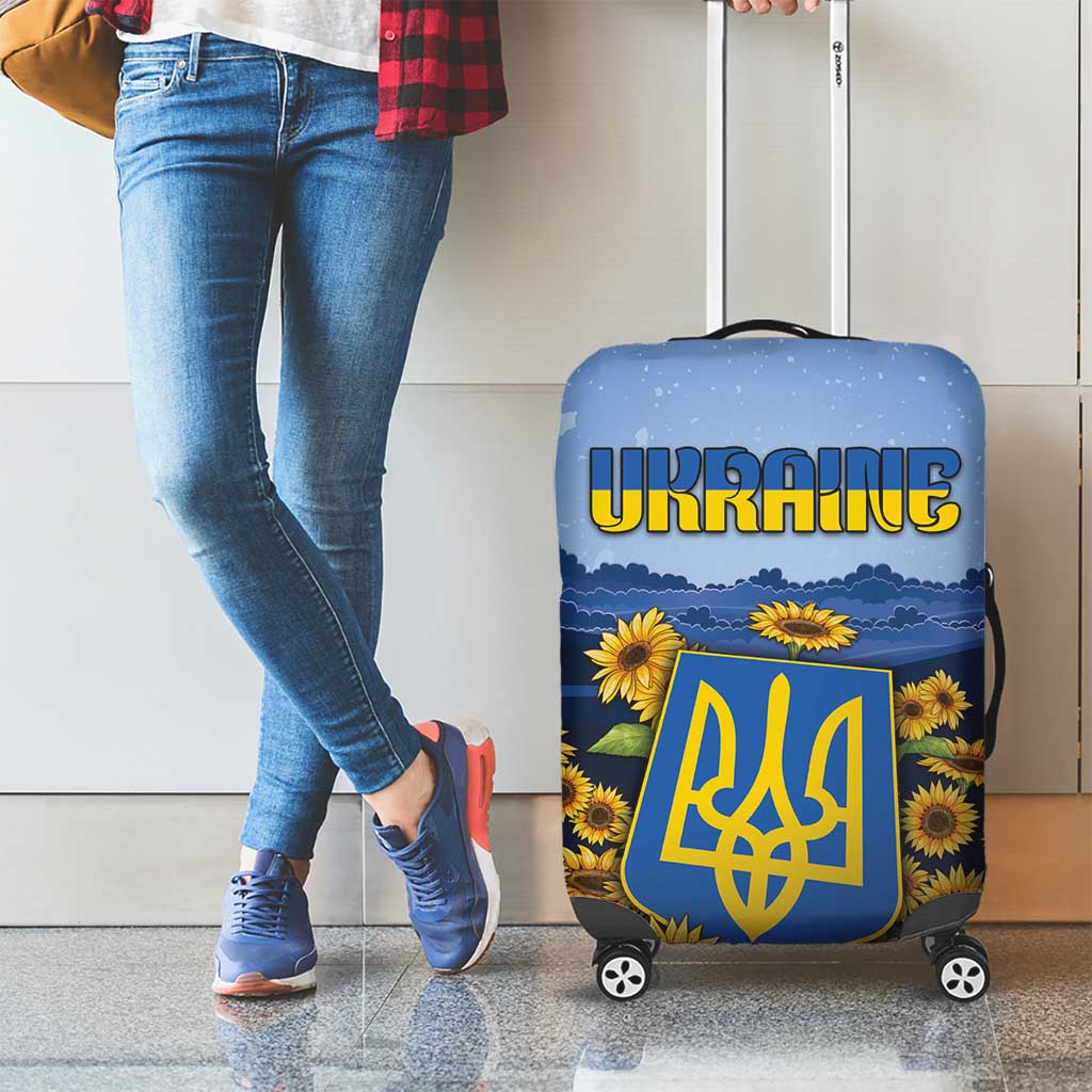 Ukraine Luggage Cover Coat Of Arms On Sunflower Field DT05