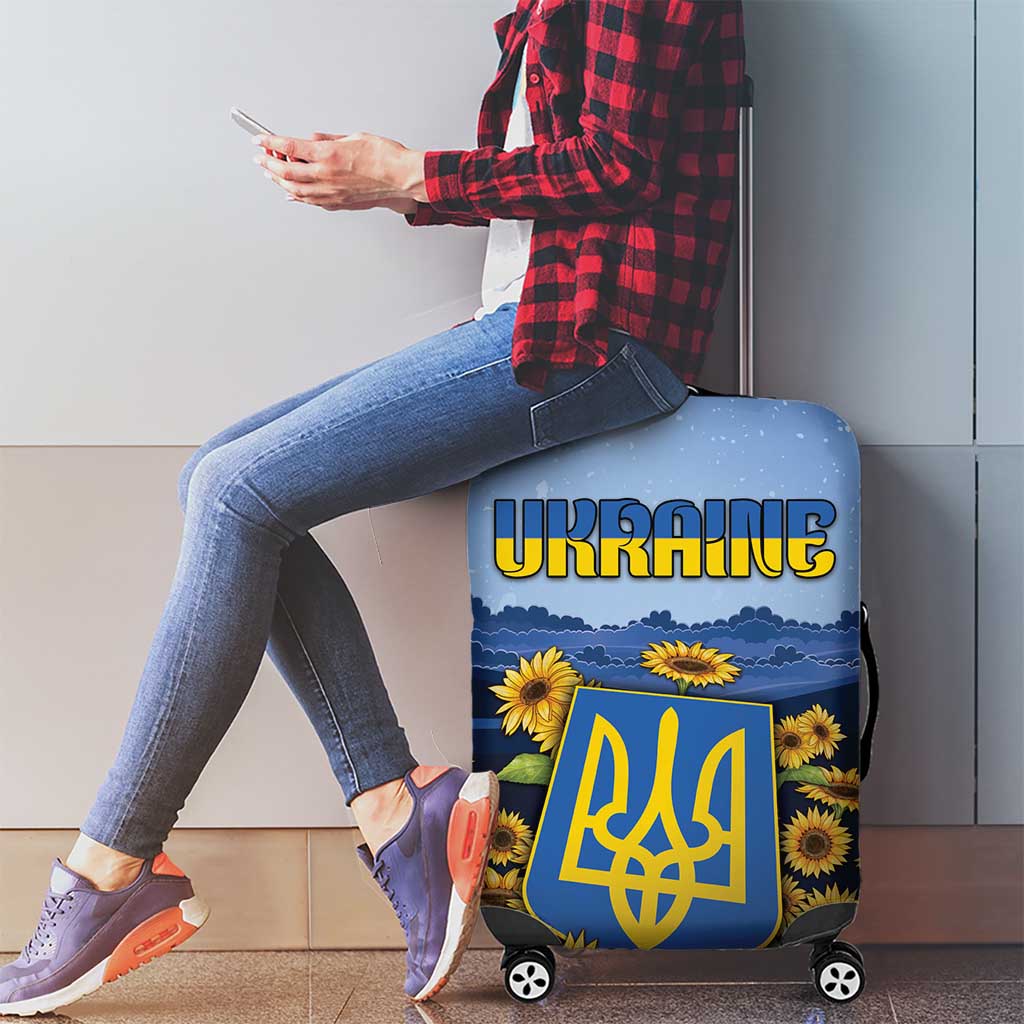Ukraine Luggage Cover Coat Of Arms On Sunflower Field DT05