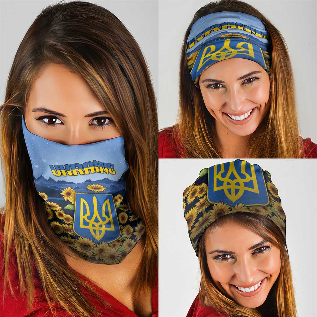 Ukraine Neck Gaiter Coat Of Arms On Sunflower Field DT05