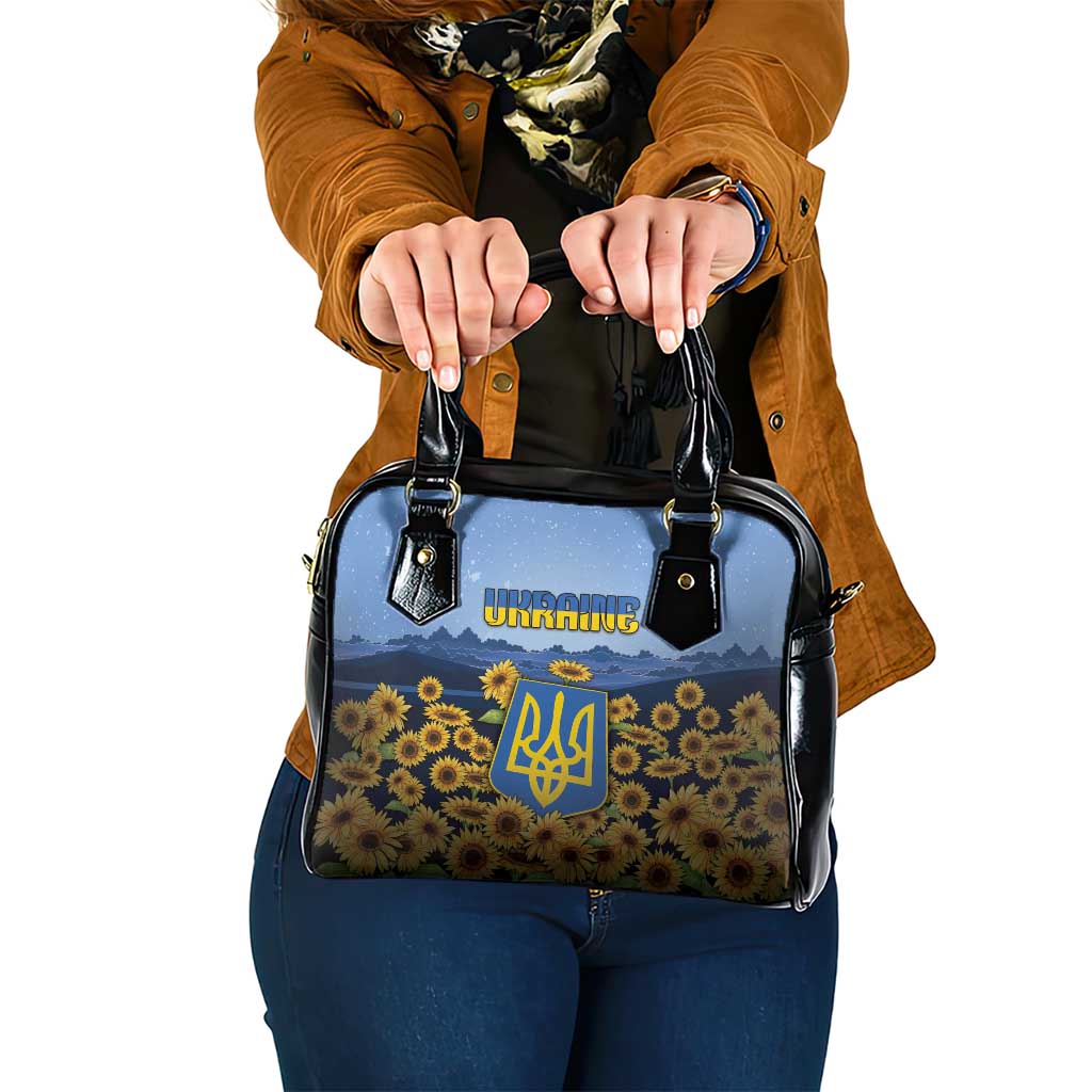 Ukraine Shoulder Handbag Coat Of Arms On Sunflower Field DT05