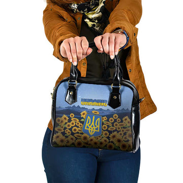 Ukraine Shoulder Handbag Coat Of Arms On Sunflower Field DT05