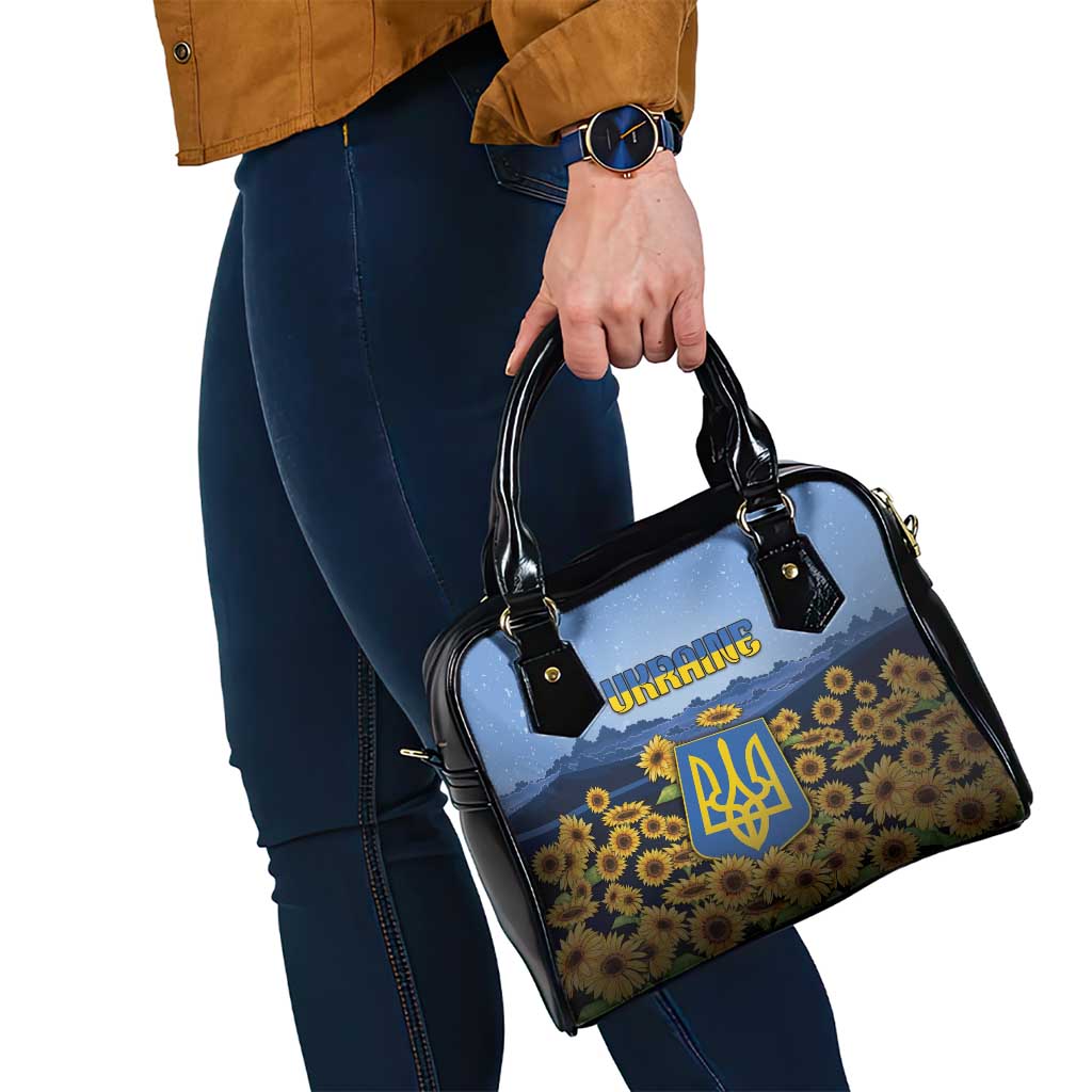 Ukraine Shoulder Handbag Coat Of Arms On Sunflower Field DT05