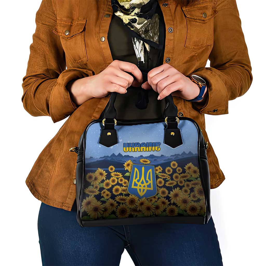 Ukraine Shoulder Handbag Coat Of Arms On Sunflower Field DT05