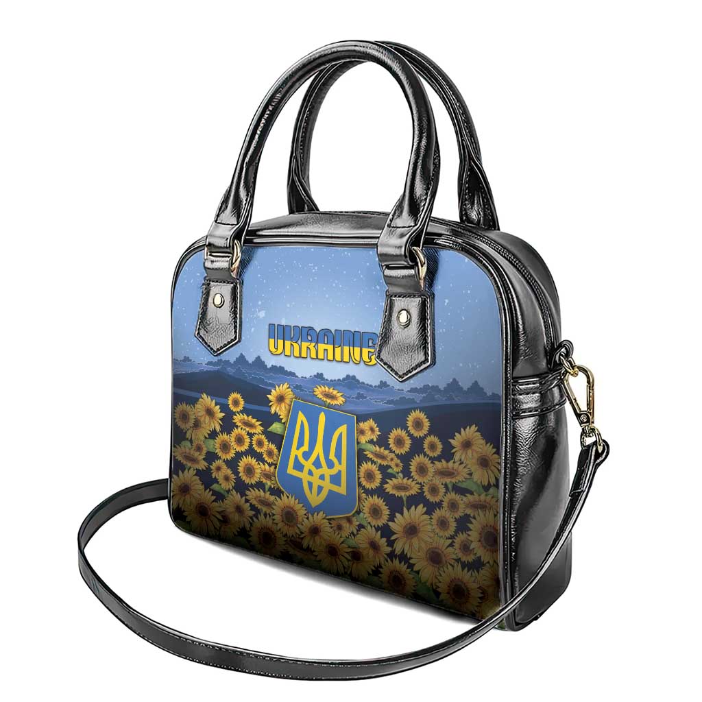 Ukraine Shoulder Handbag Coat Of Arms On Sunflower Field DT05