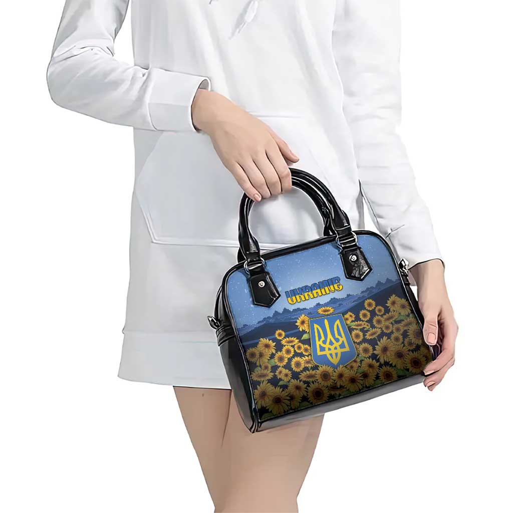 Ukraine Shoulder Handbag Coat Of Arms On Sunflower Field DT05
