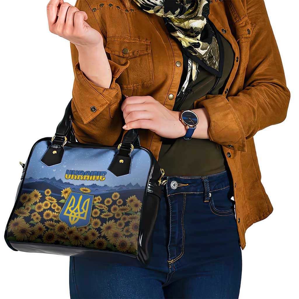 Ukraine Shoulder Handbag Coat Of Arms On Sunflower Field DT05