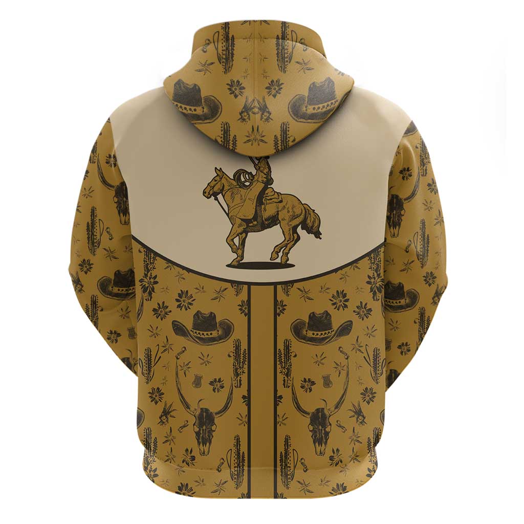 Cowboy Hoodie Horse Riding Retro Western Yoke Beige DT05