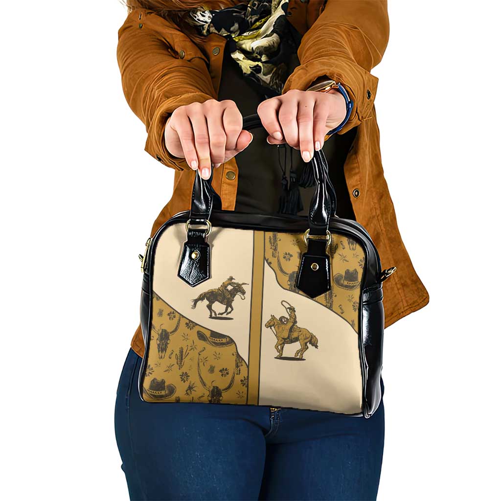 Cowboy Shoulder Handbag Horse Riding Retro Western Yoke Beige DT05
