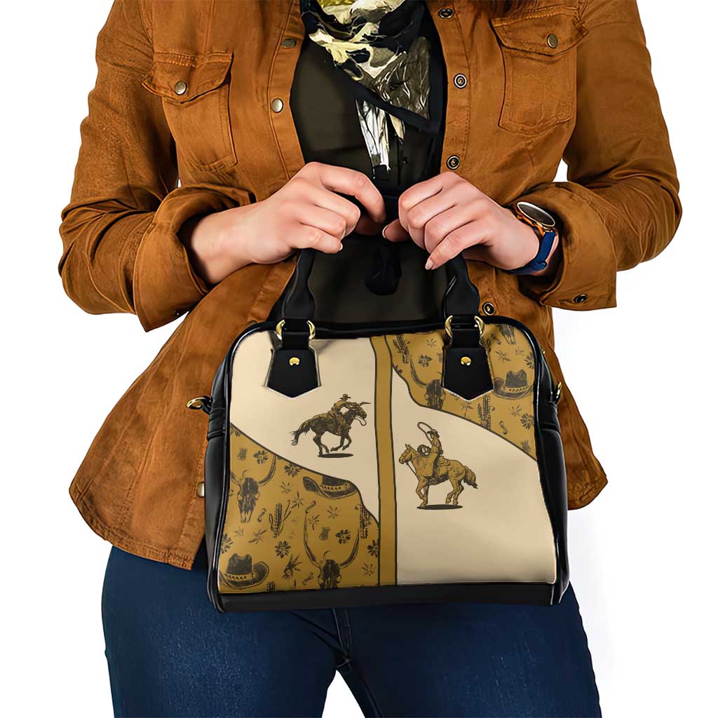 Cowboy Shoulder Handbag Horse Riding Retro Western Yoke Beige DT05
