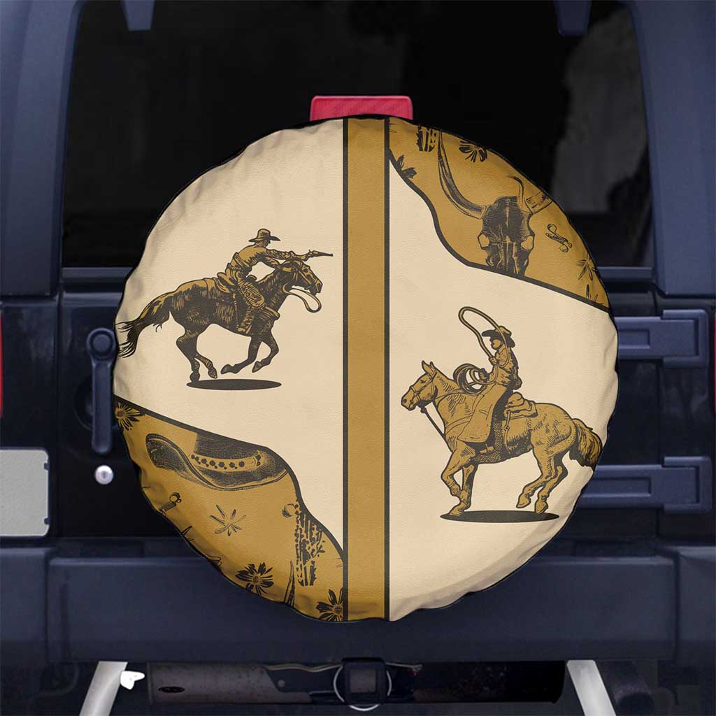 Cowboy Spare Tire Cover Horse Riding Retro Western Yoke Beige DT05