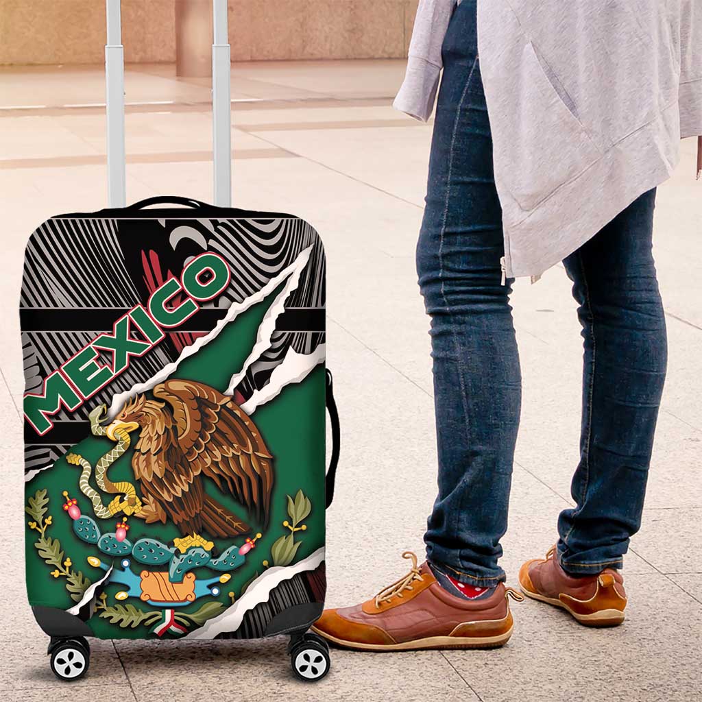 Mexico Luggage Cover Mexican Patriotic Eagle Emblem - Fierce National Pride DT05